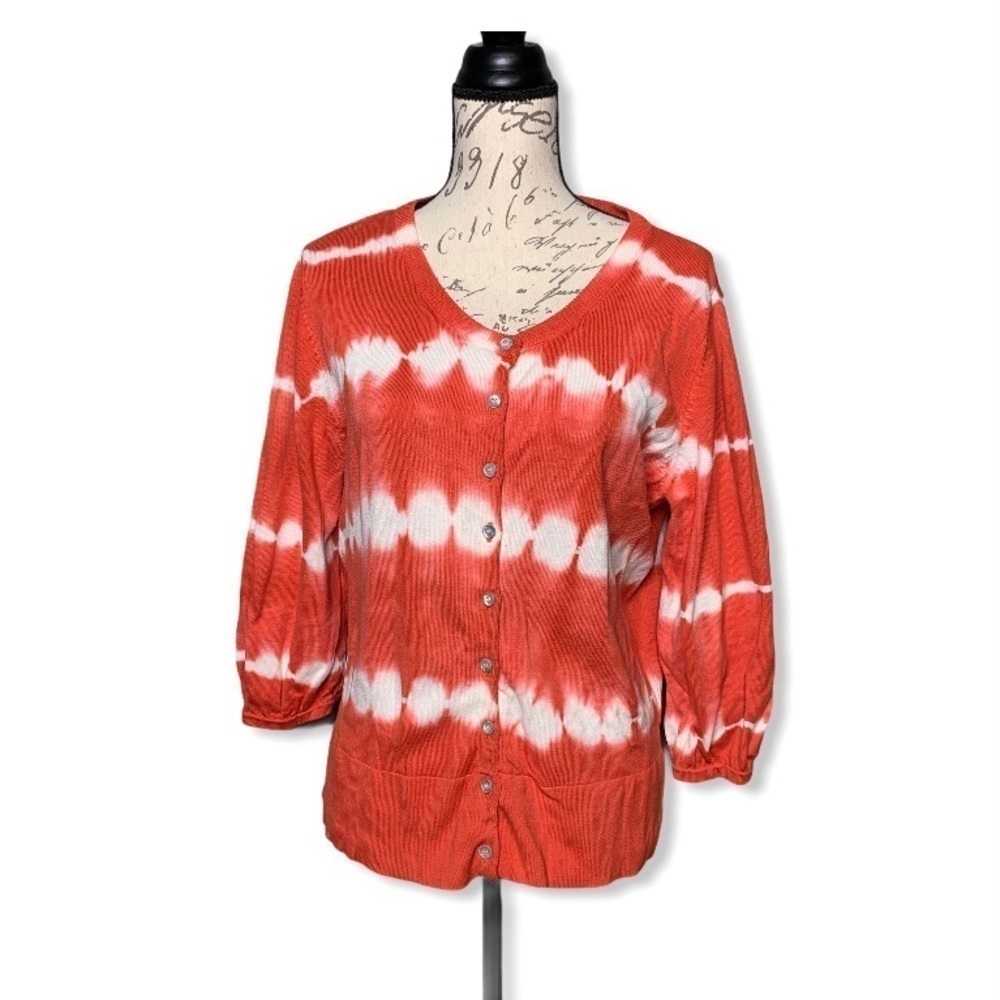 Style & Co. Tie Dye 3/4 Sleeve Cardigan Sweater